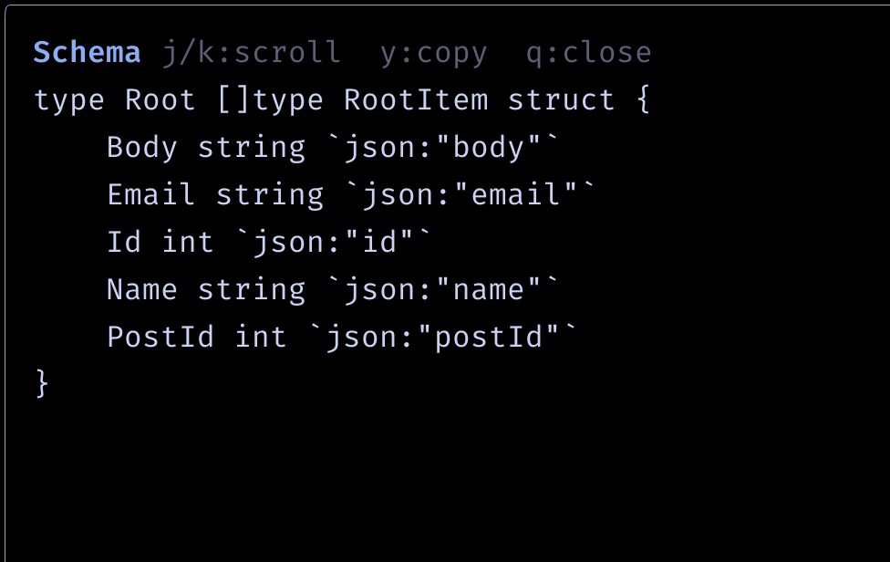 In-Terminal Schema Generation